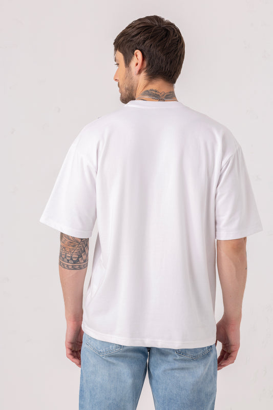 Coastal Neck Print Oversized T-Shirt