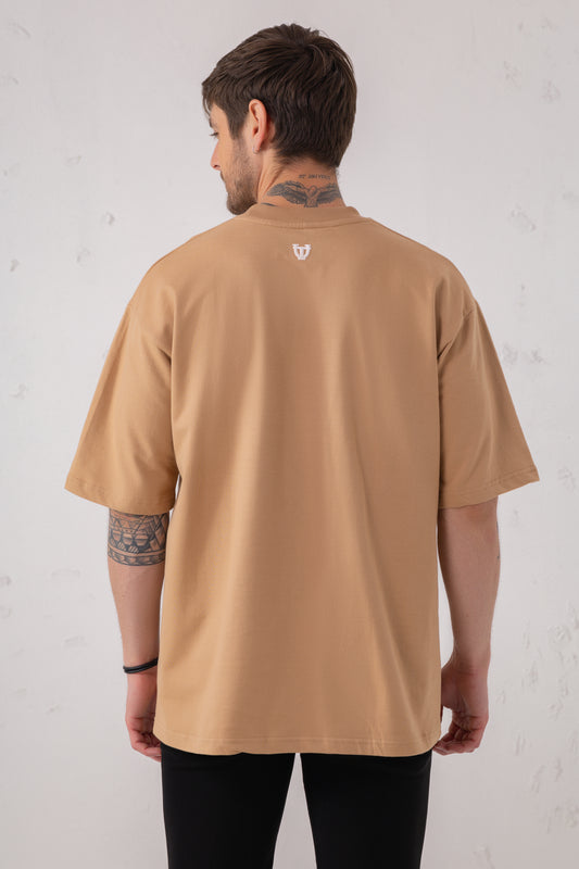 Beige Basic Oversized Cotton Tee