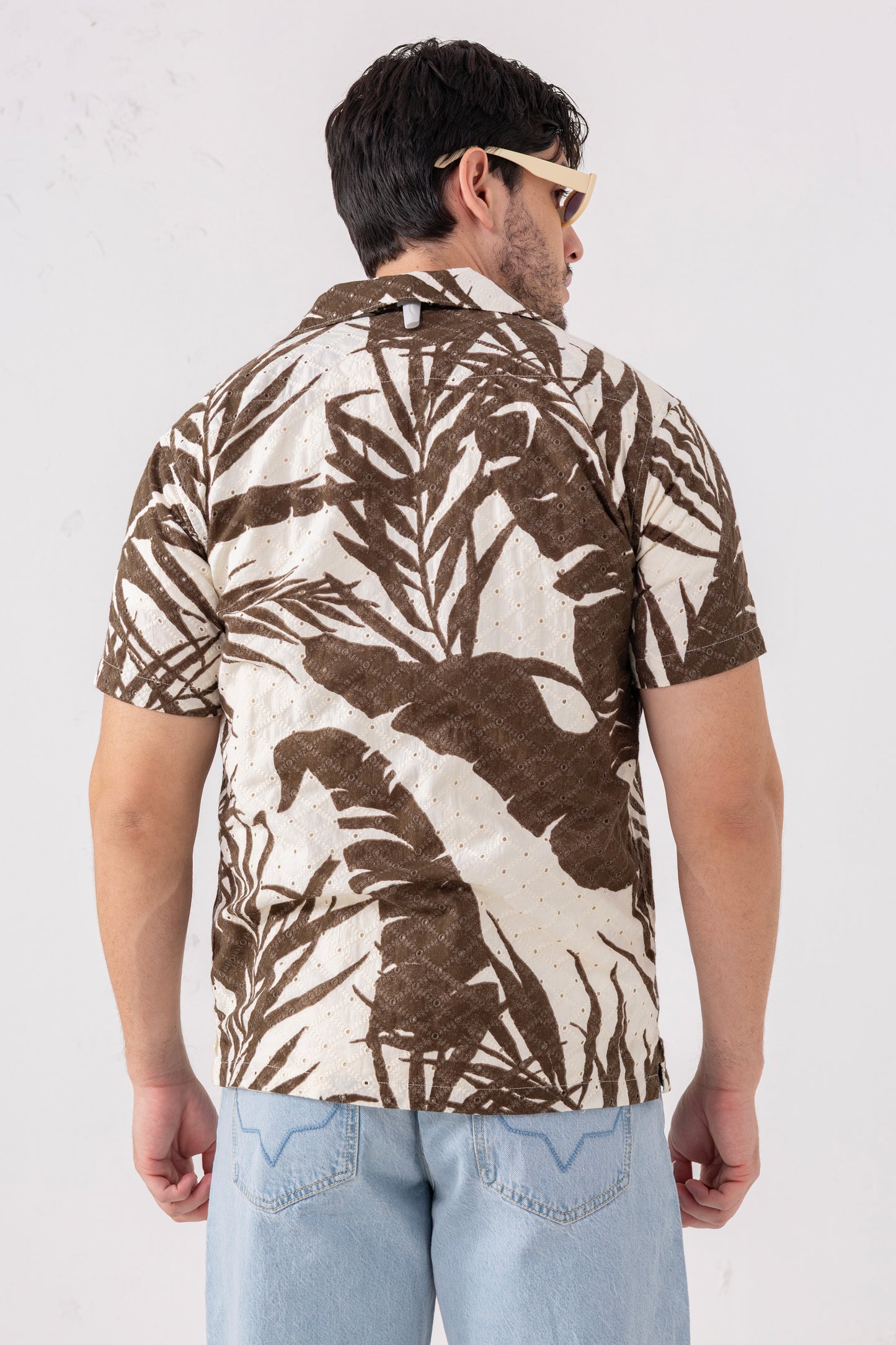 Urban Thing 100% Cotton Crochet Tropical Print Shirt