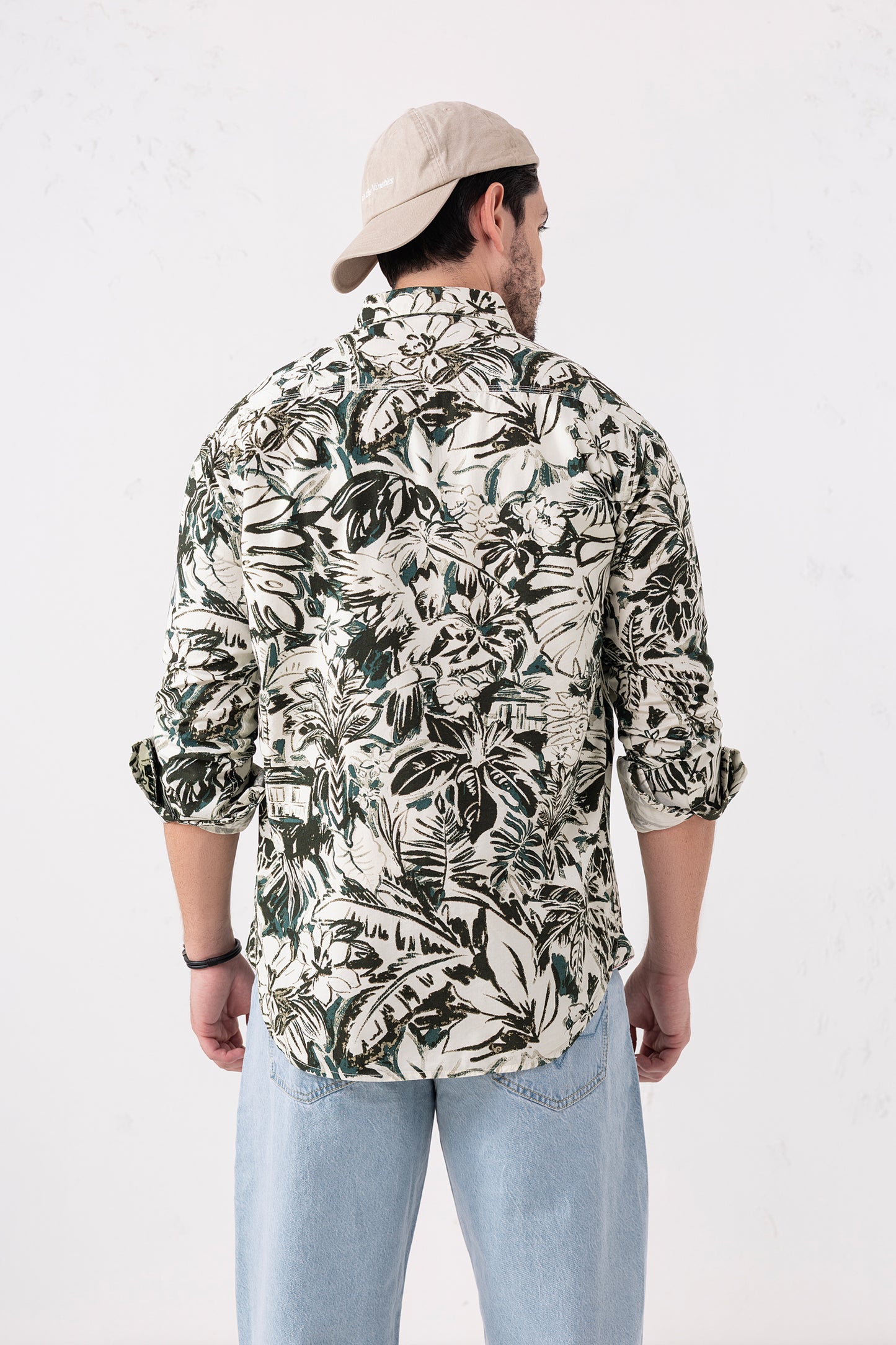 100% Cotton Tropical Noir Printed Casual Shirt – High-Density Fabric