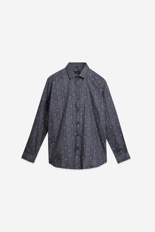 Maze Mastery: Geometric Labyrinth Cotton Shirt. Vyne by Urban Thing.
