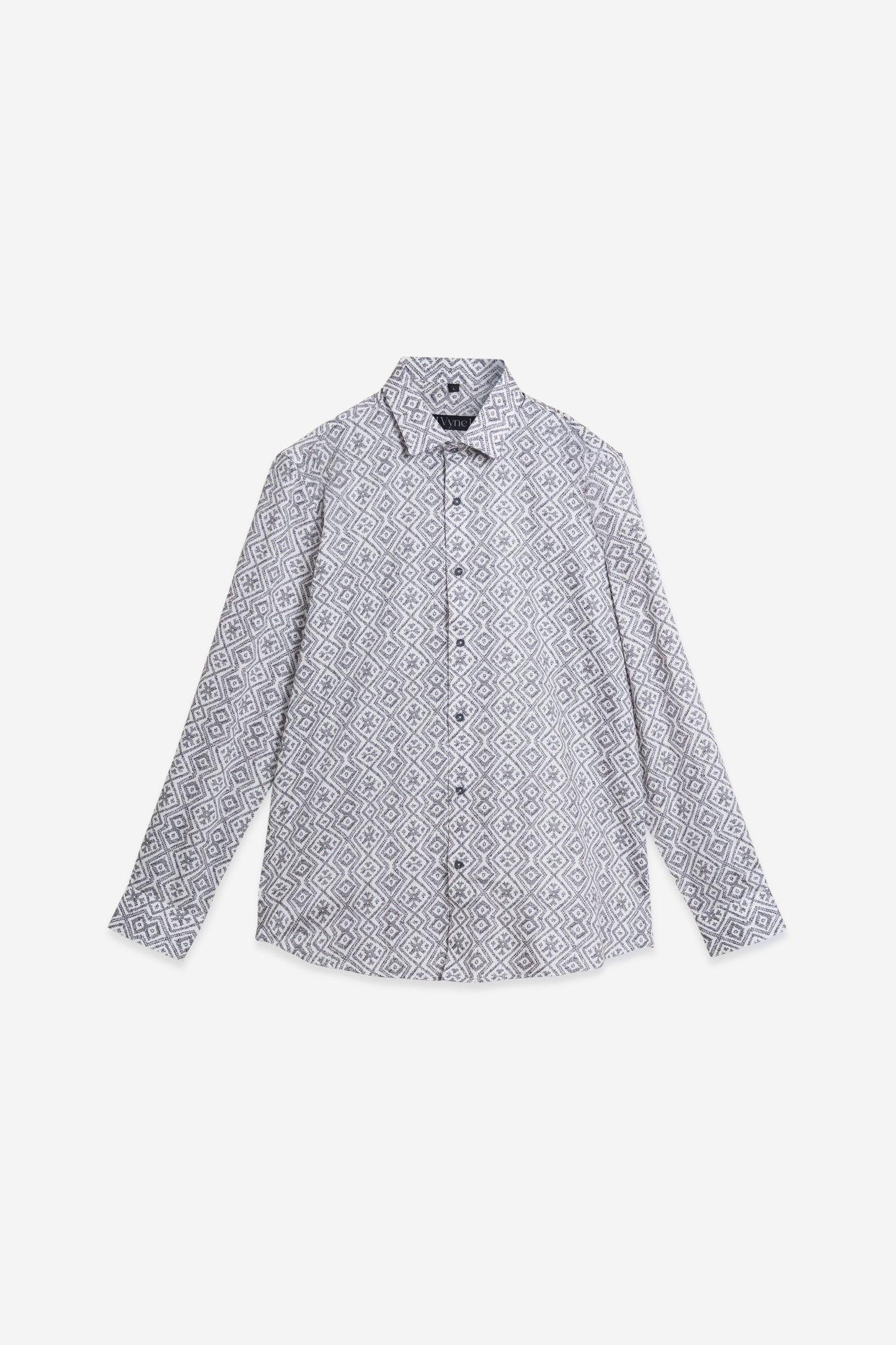 Geometric Grey Jacquard Cotton Shirt. Vyne by Urban Thing.