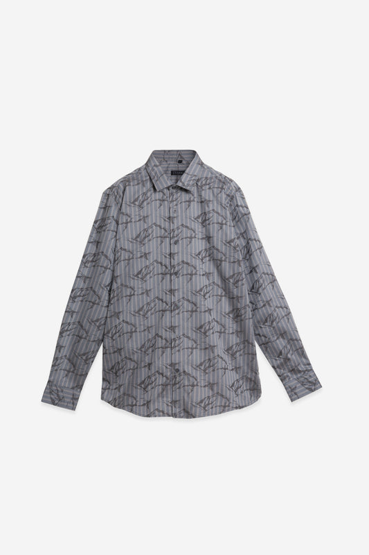 Geometric Mastery Grey Flat Weave Shirt. Vyne by Urban Thing.