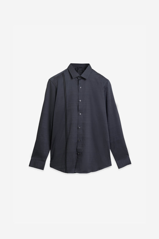 Jacquard Sophistication Navy Textural Mastery Shirt. Vyne by Urban Thing.