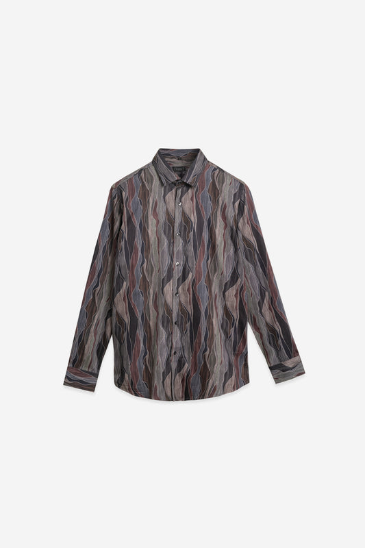 Abstract Artistry: 100% Cotton Wave Print Mastery Shirt. Vyne by Urban Thing.