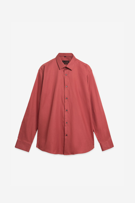 Rust Red Giza Cotton Formal Shirt. BE SHARP by Urban Thing.