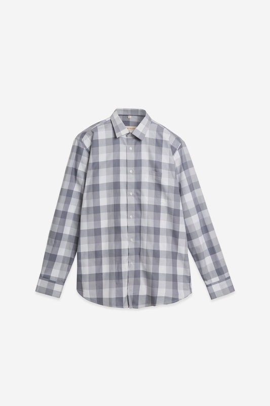 Giza Cotton Grey Twill Check Shirt. BE SHARP by Urban Thing.