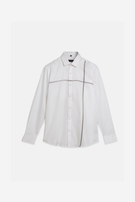Piped Innovation White Shirt – Flat Weave Cotton. Vyne by Urban Thing.