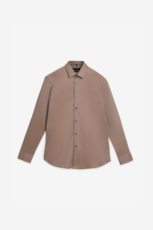 Taupe Sophistication – 100% Cotton Flat Weave Shirt.  BE SHARP by Urban Thing