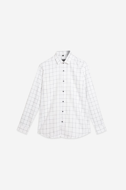 Grid Perfection White Jacquard Cotton  Premium Shirt. Vyne by Urban Thing.
