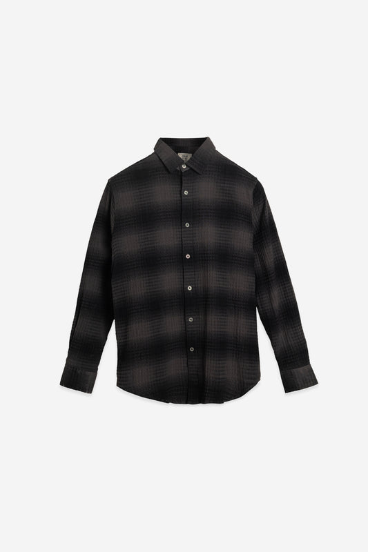 Black Waffle Checks Cotton Blend Casual Shirt – Modern Fit