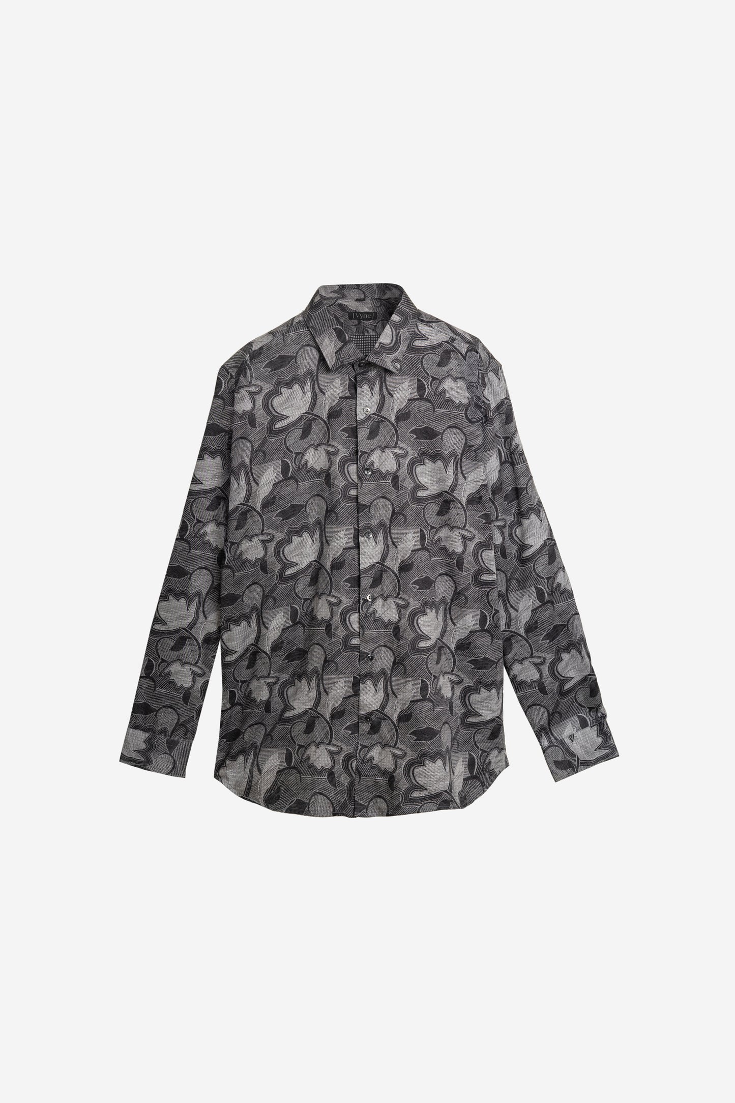 Grey Floral Jacquard Party Shirt – 100% Cotton. Vyne by Urban Thing.