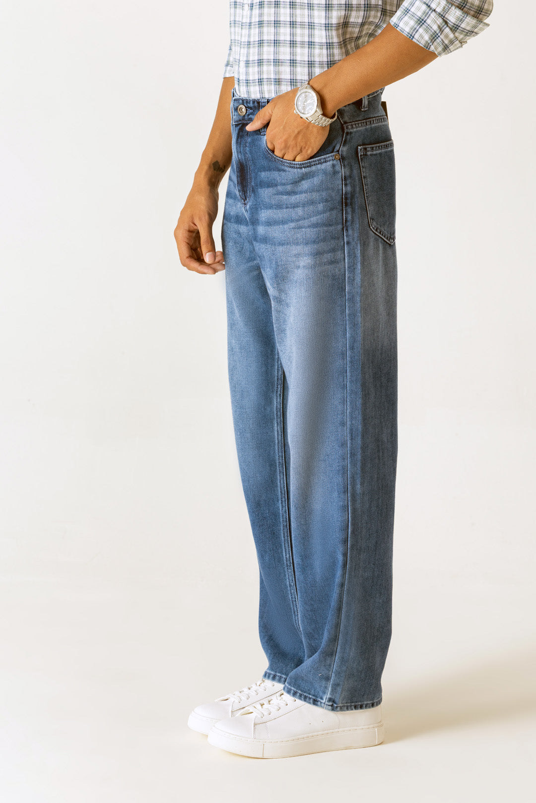 Dark Blue Cotton Lyocell Relaxed Straight Regular 5 Pocket Jeans