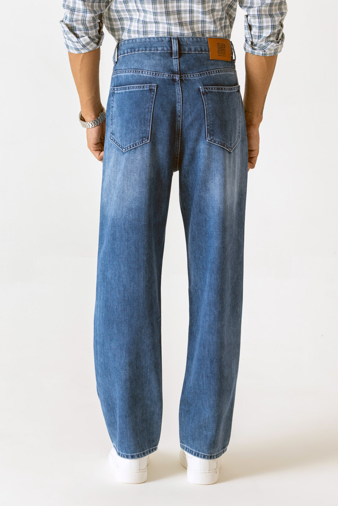 Dark Blue Cotton Lyocell Relaxed Straight Regular 5 Pocket Jeans