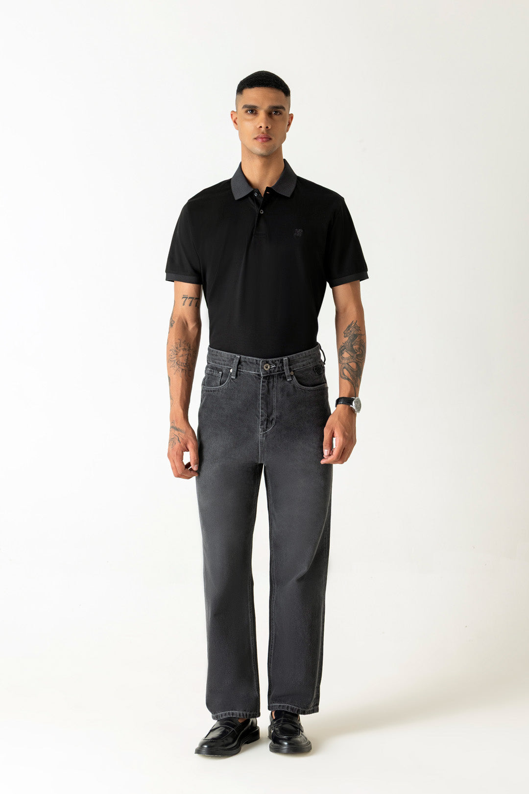 Grey Cotton Relaxed Jeans