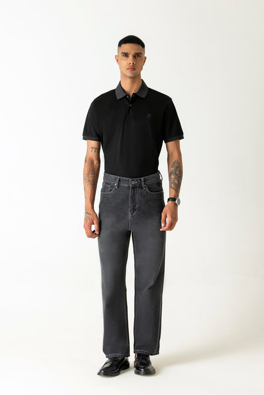 Grey Cotton Relaxed Jeans