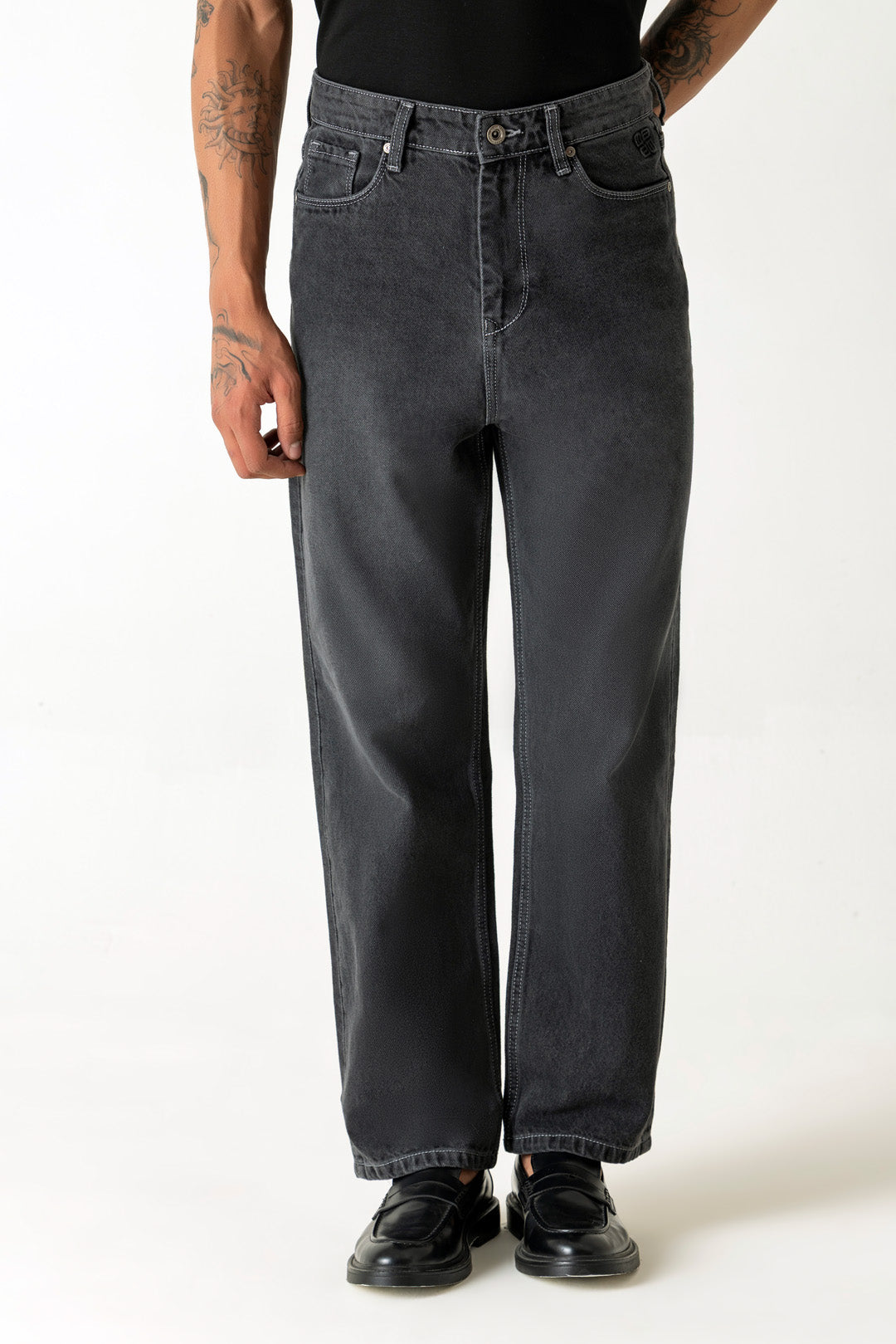 Carbon Black Cotton Relaxed Jeans