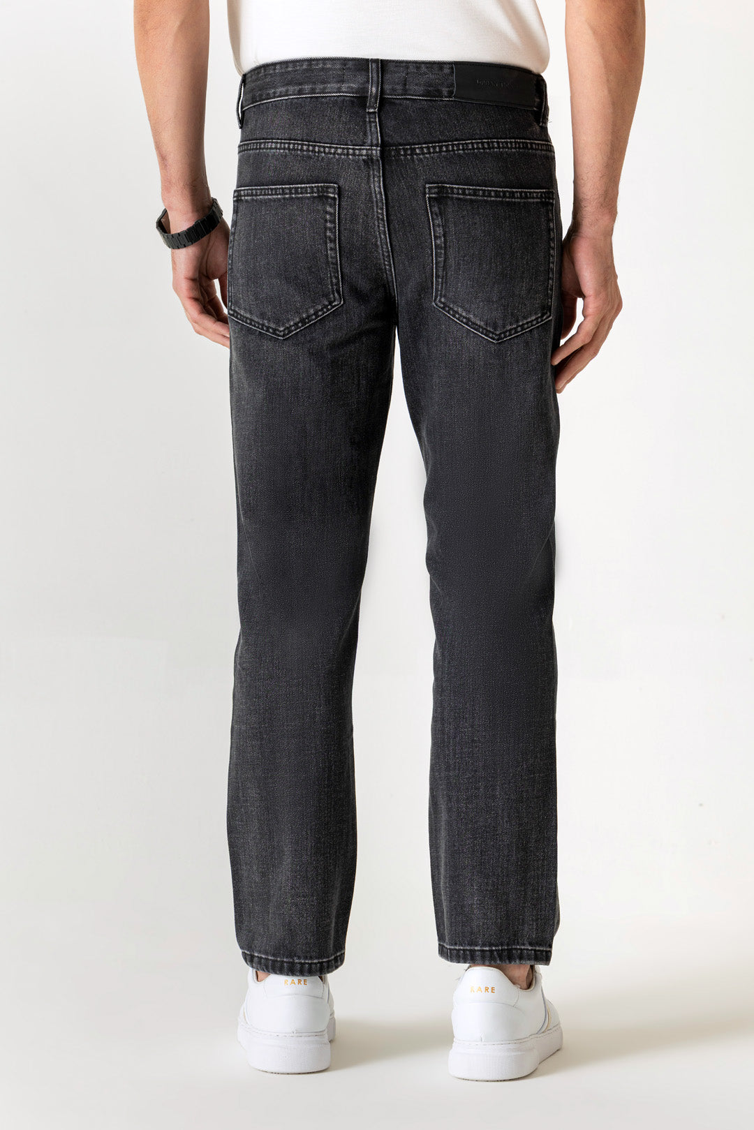 Carbon Black Cotton Poly Loose Jeans