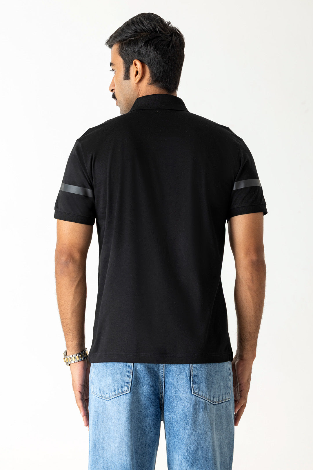 Black Mercerised Cotton Polo T-Shirt