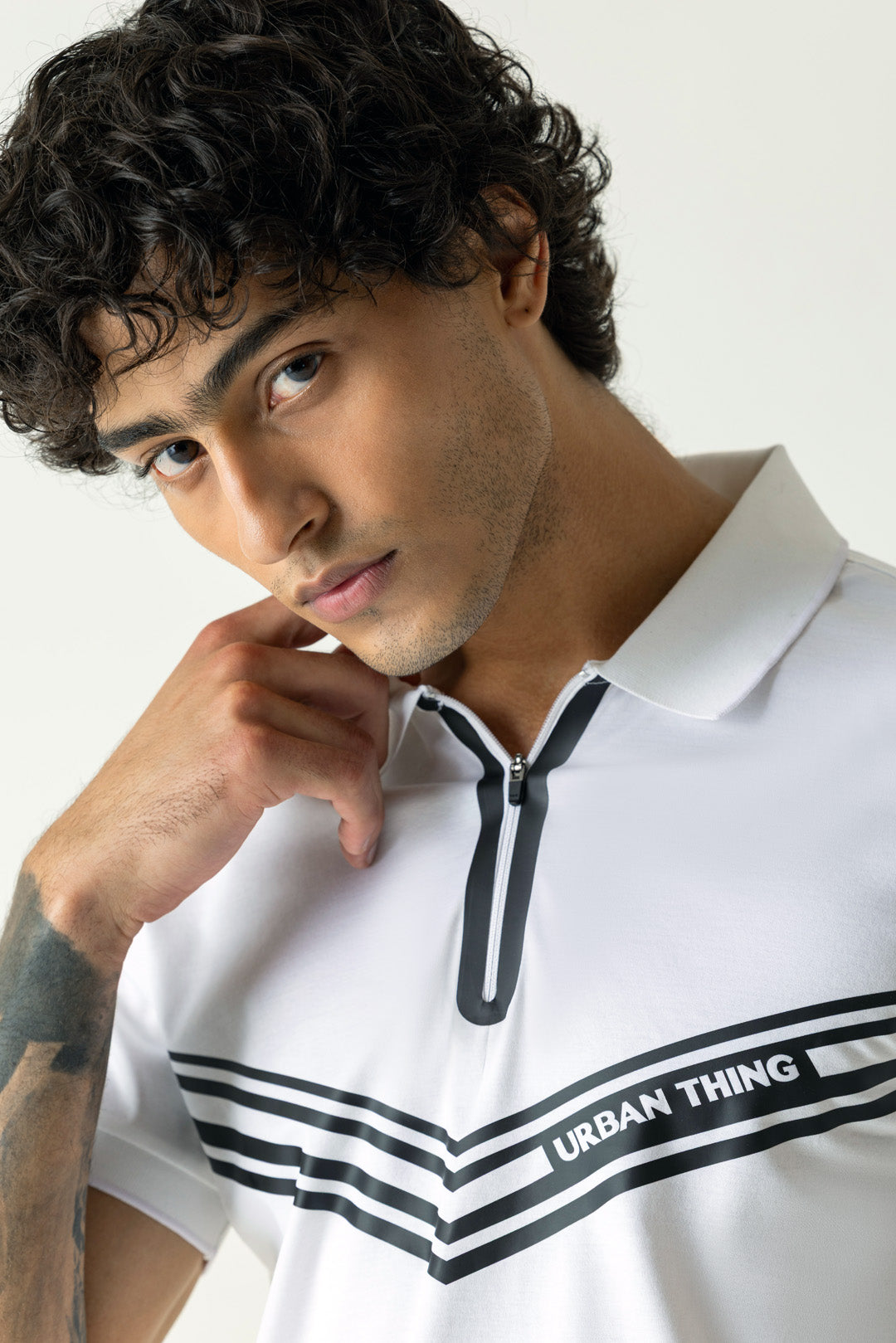 White Mercerised Cotton Regular Fit Polo T-Shirt