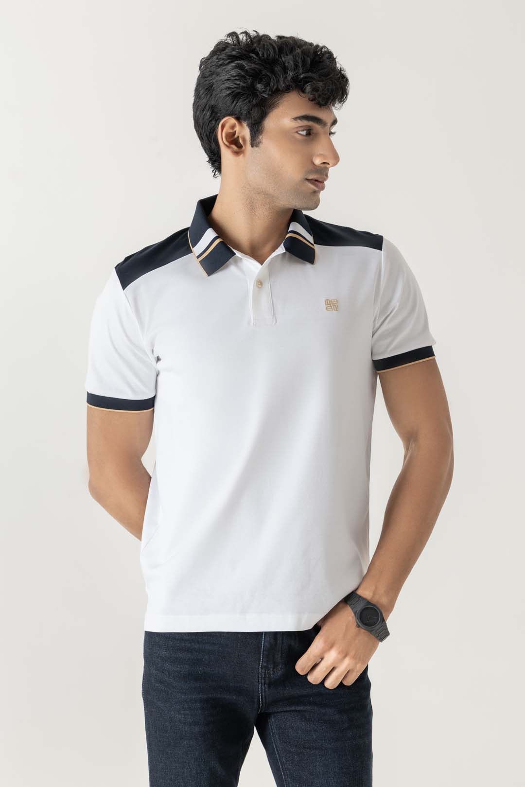 White Mercerised Cotton Regular Fit Polo T-Shirt
