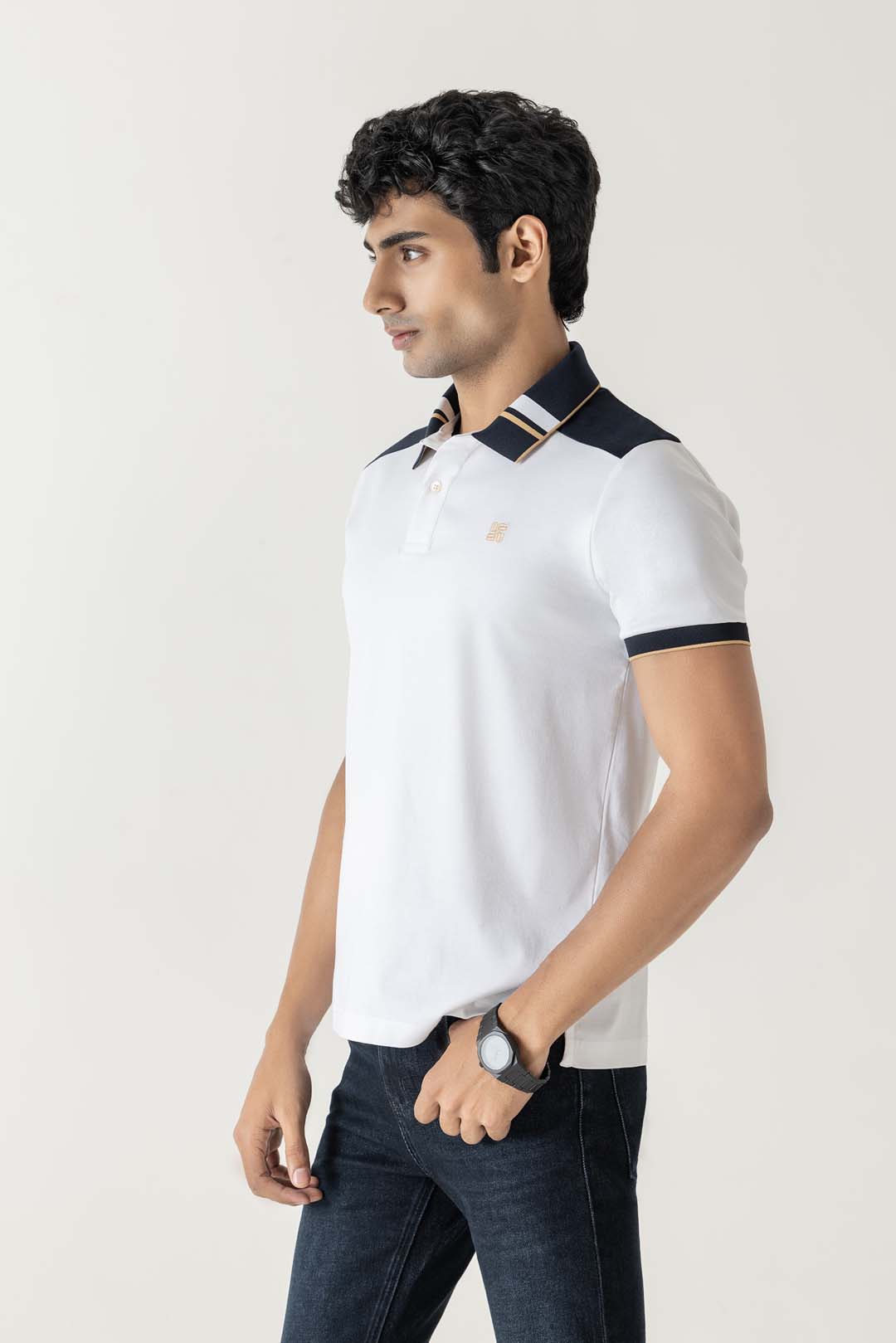 White Mercerised Cotton Regular Fit Polo T-Shirt