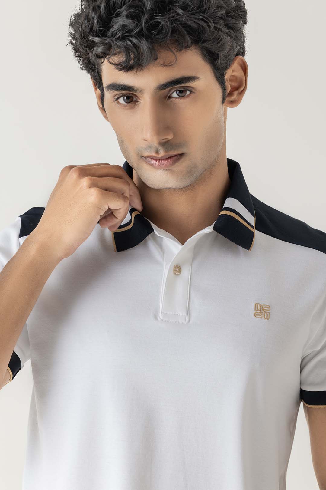 White Mercerised Cotton Regular Fit Polo T-Shirt