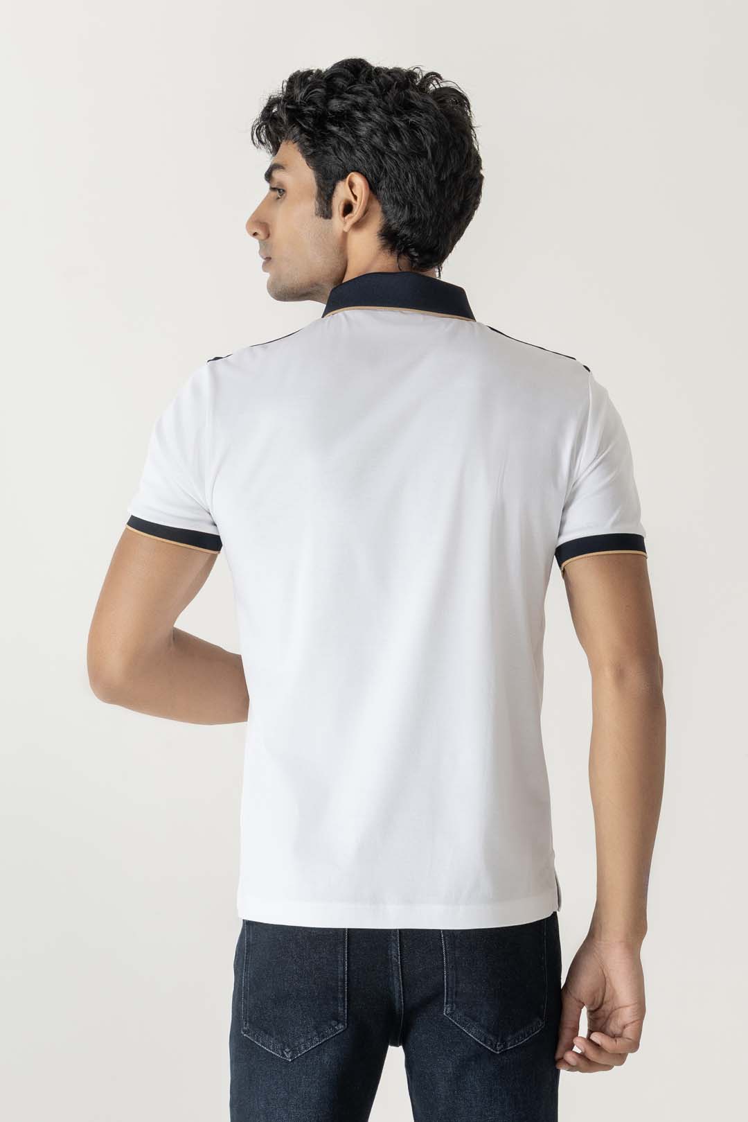 White Mercerised Cotton Regular Fit Polo T-Shirt