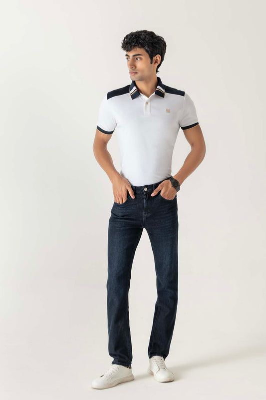 White Mercerised Cotton Regular Fit Polo T-Shirt