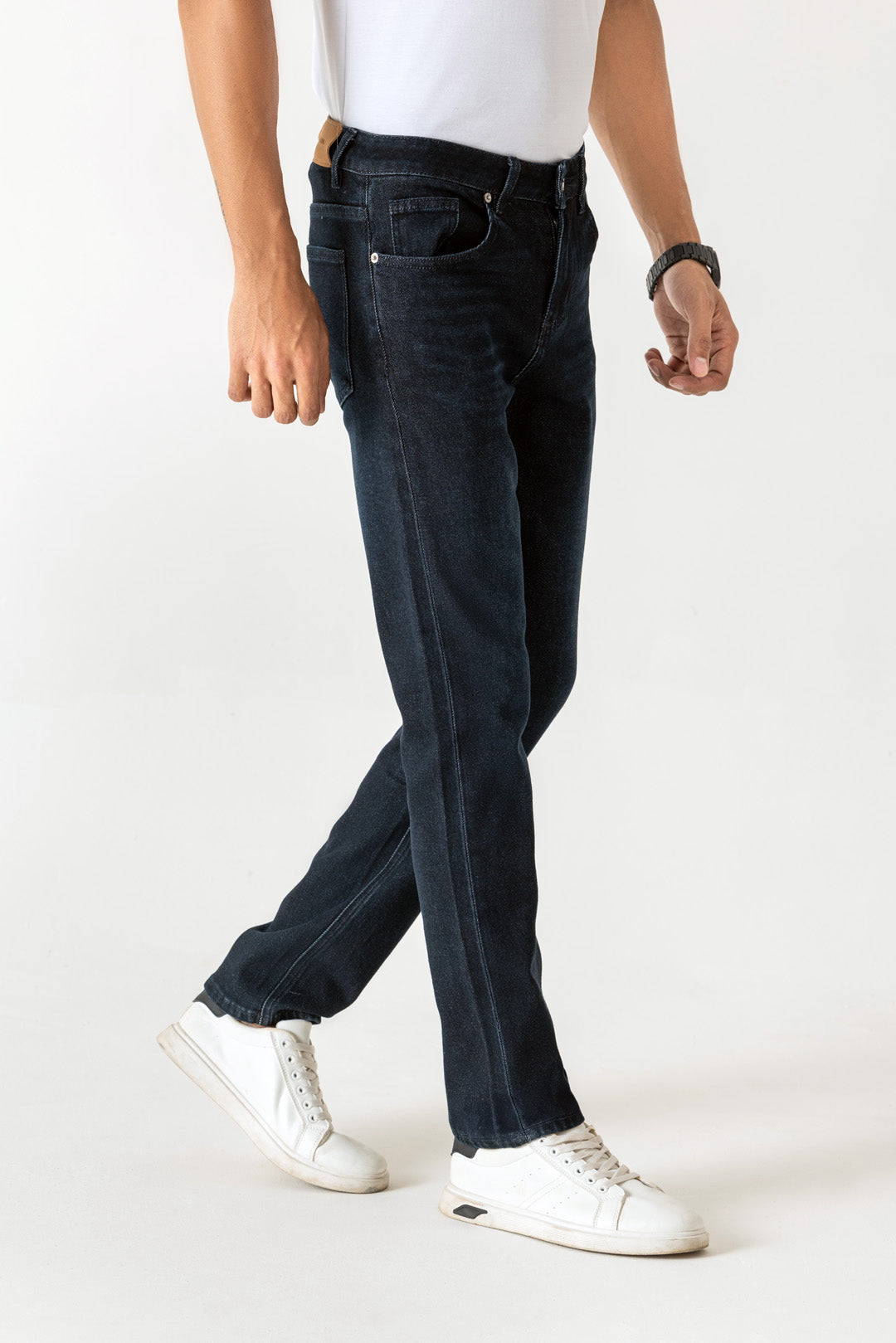 Cotton Poly Viscose Dark Indigo Slim Straight Jeans
