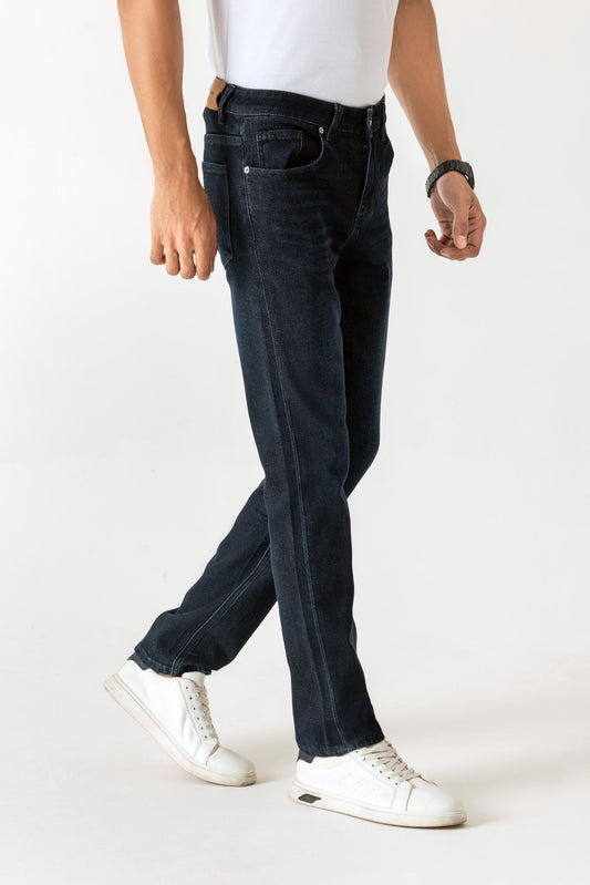 Cotton Poly Viscose Dark Indigo Slim Straight Jeans