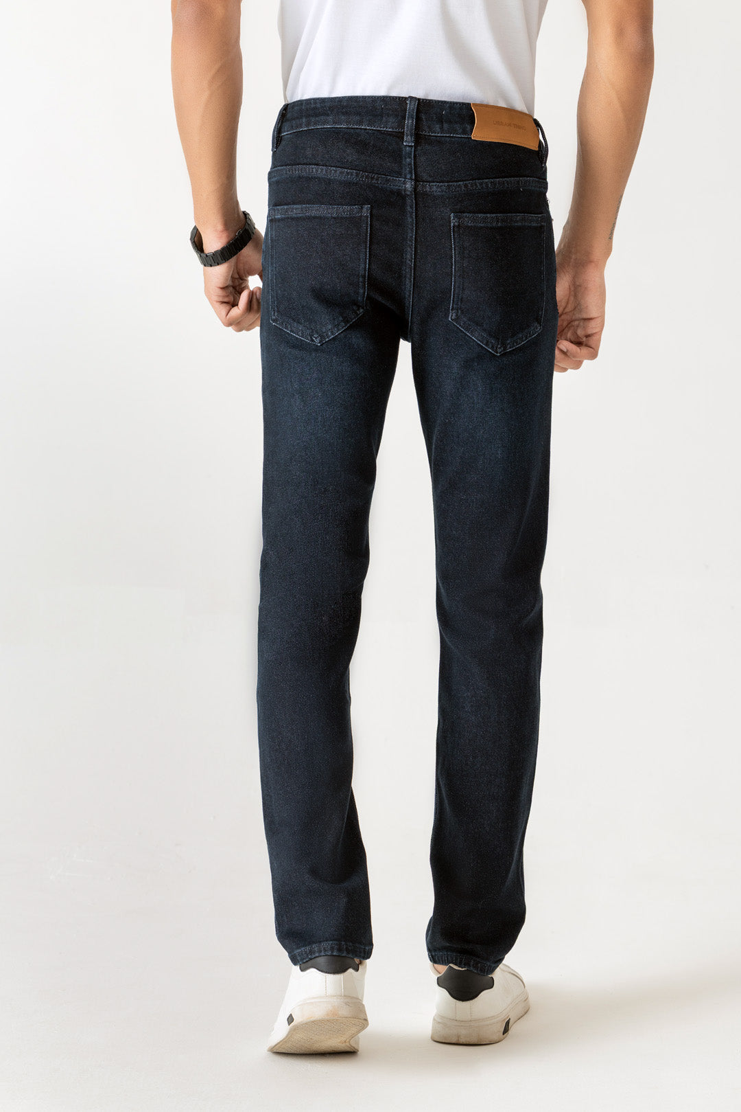 Cotton Poly Viscose Dark Indigo Slim Straight Jeans