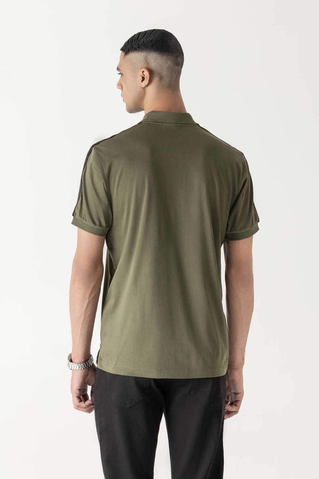 Mercerised Cotton Night Olive Polo T-Shirt