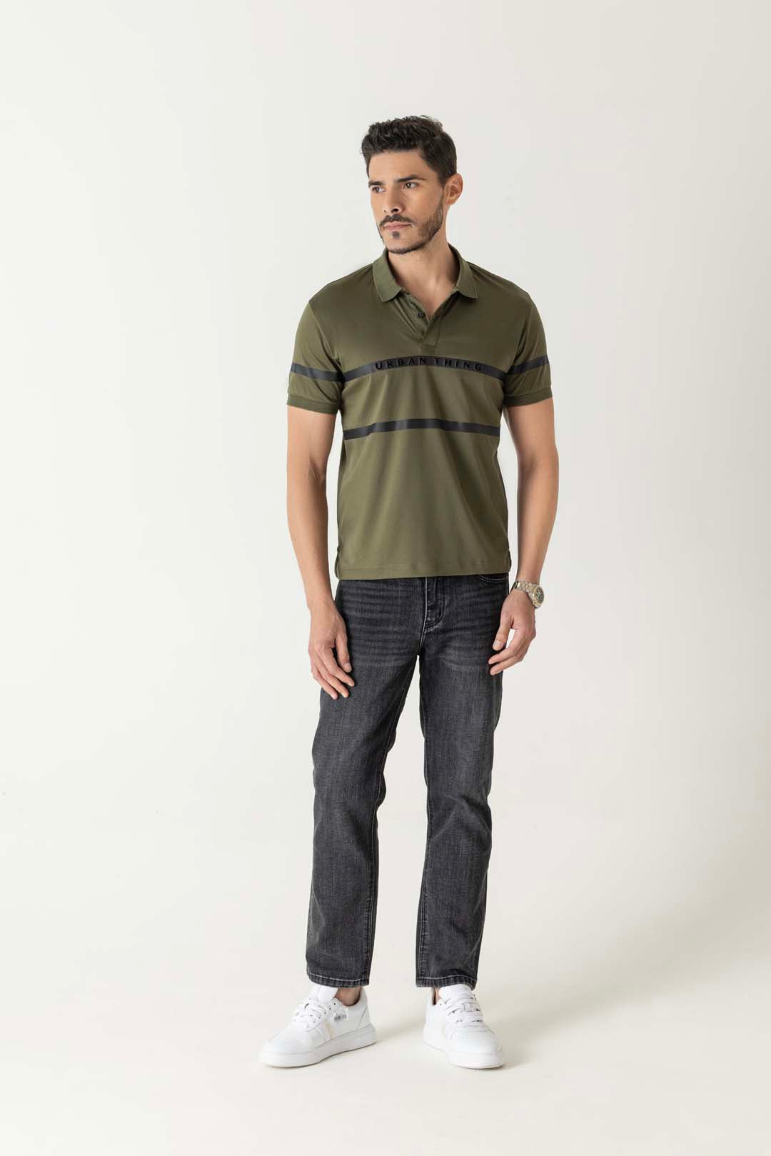 Mercerised Cotton Night Olive Chest Branding Polo
