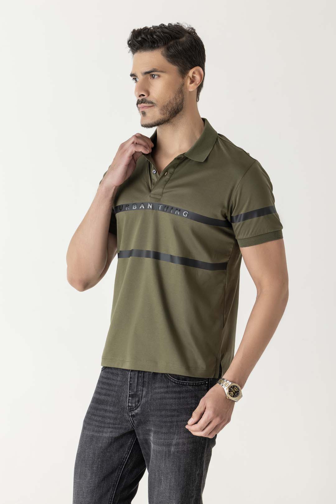 Mercerised Cotton Night Olive Chest Branding Polo