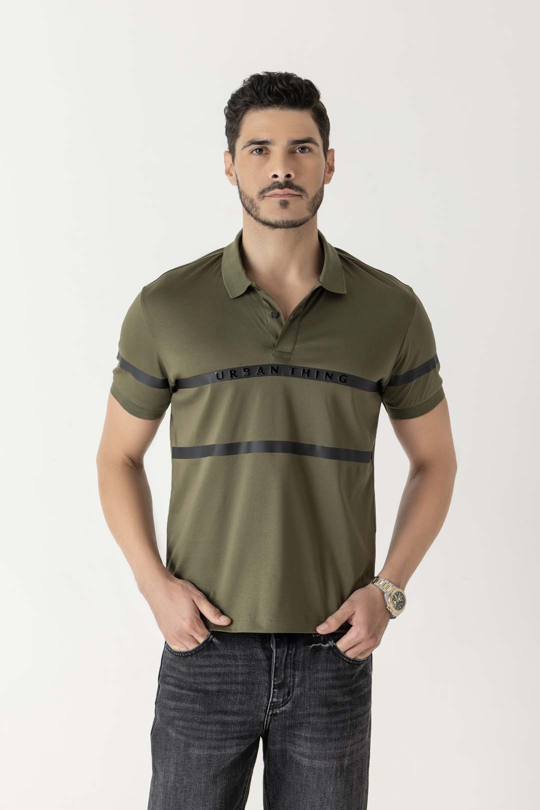Mercerised Cotton Night Olive Chest Branding Polo