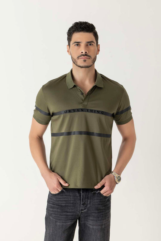 Mercerised Cotton Night Olive Chest Branding Polo