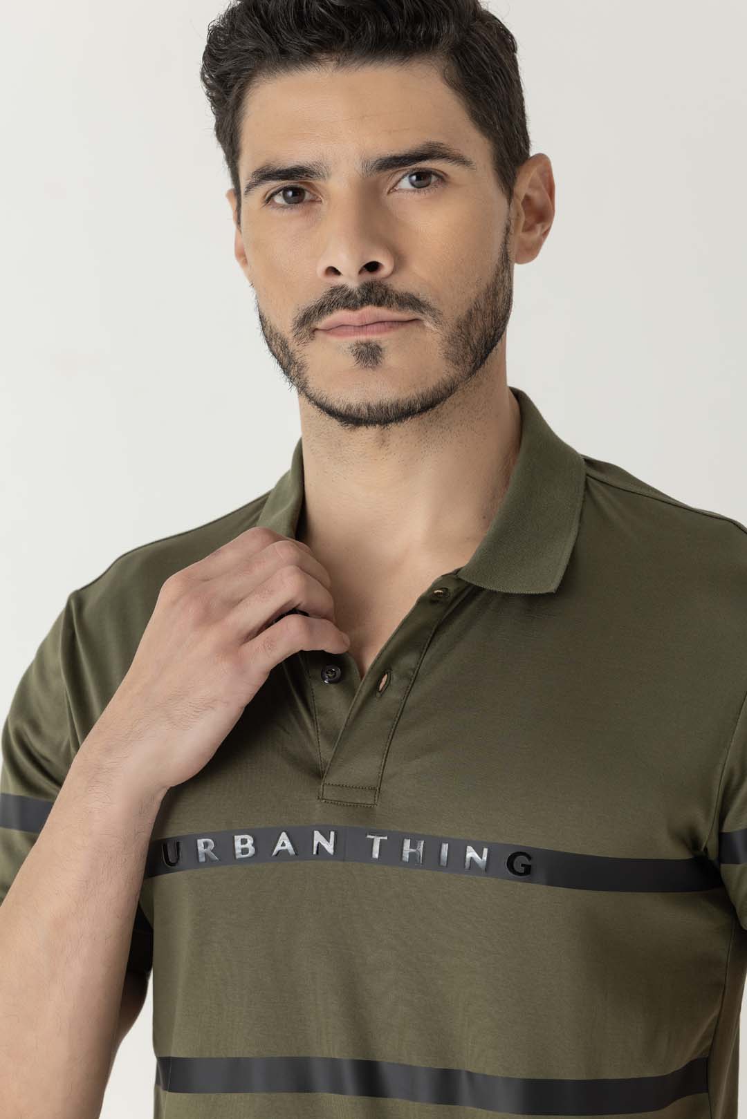 Mercerised Cotton Night Olive Chest Branding Polo