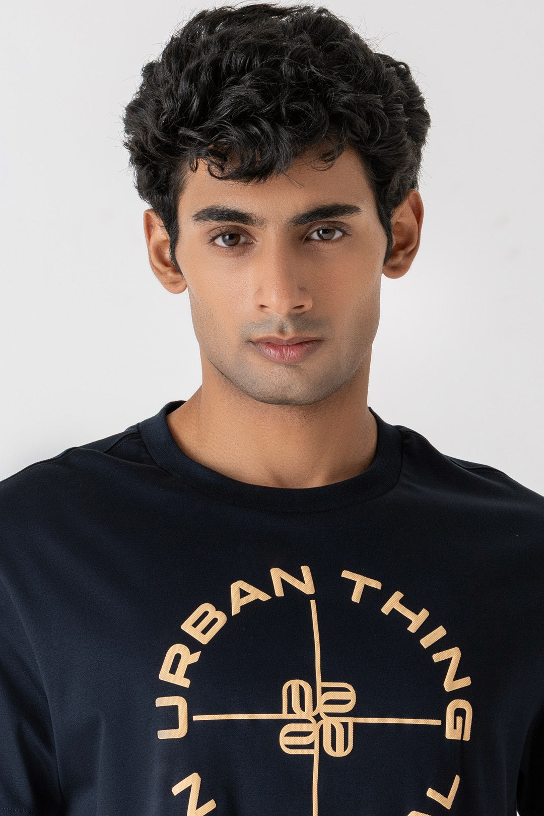 Mercerised Cotton Navy Nautical Crew Neck T-Shirt