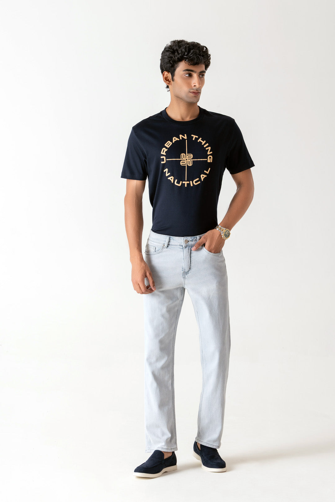 5-Yarn Blend Ice Blue Loose Ankle Super Soft Jeans