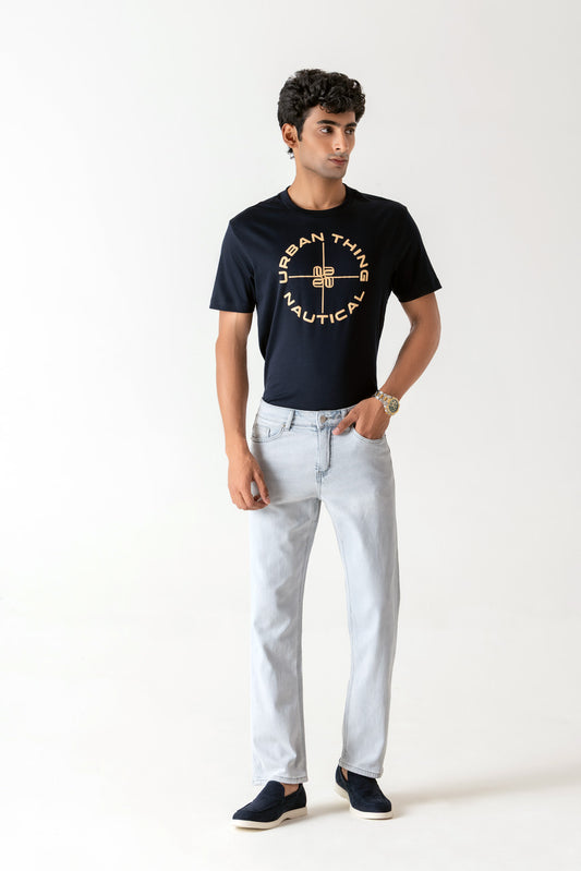 5-Yarn Blend Ice Blue Loose Ankle Super Soft Jeans