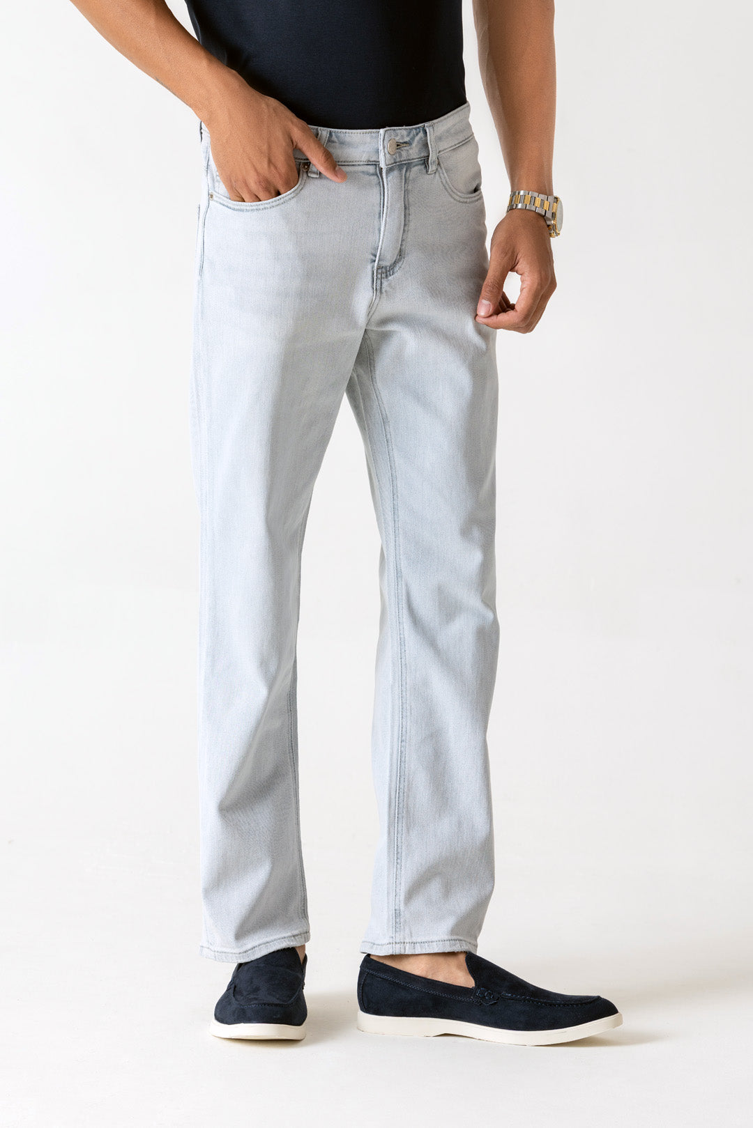 5-Yarn Blend Ice Blue Loose Ankle Super Soft Jeans