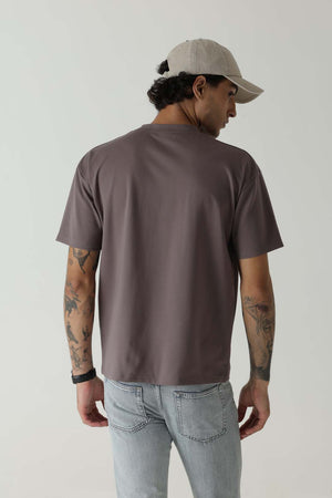Viscose Blend Dusty Taupe Onion Pink Oversized Star Print T-Shirt