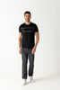 Mercerised Cotton Black Pigment Stripe Gel Branding Crew Neck T-Shirt