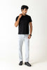 Mercerised Cotton Black All-Over Flock Logo Print Crew Neck T-Shirt