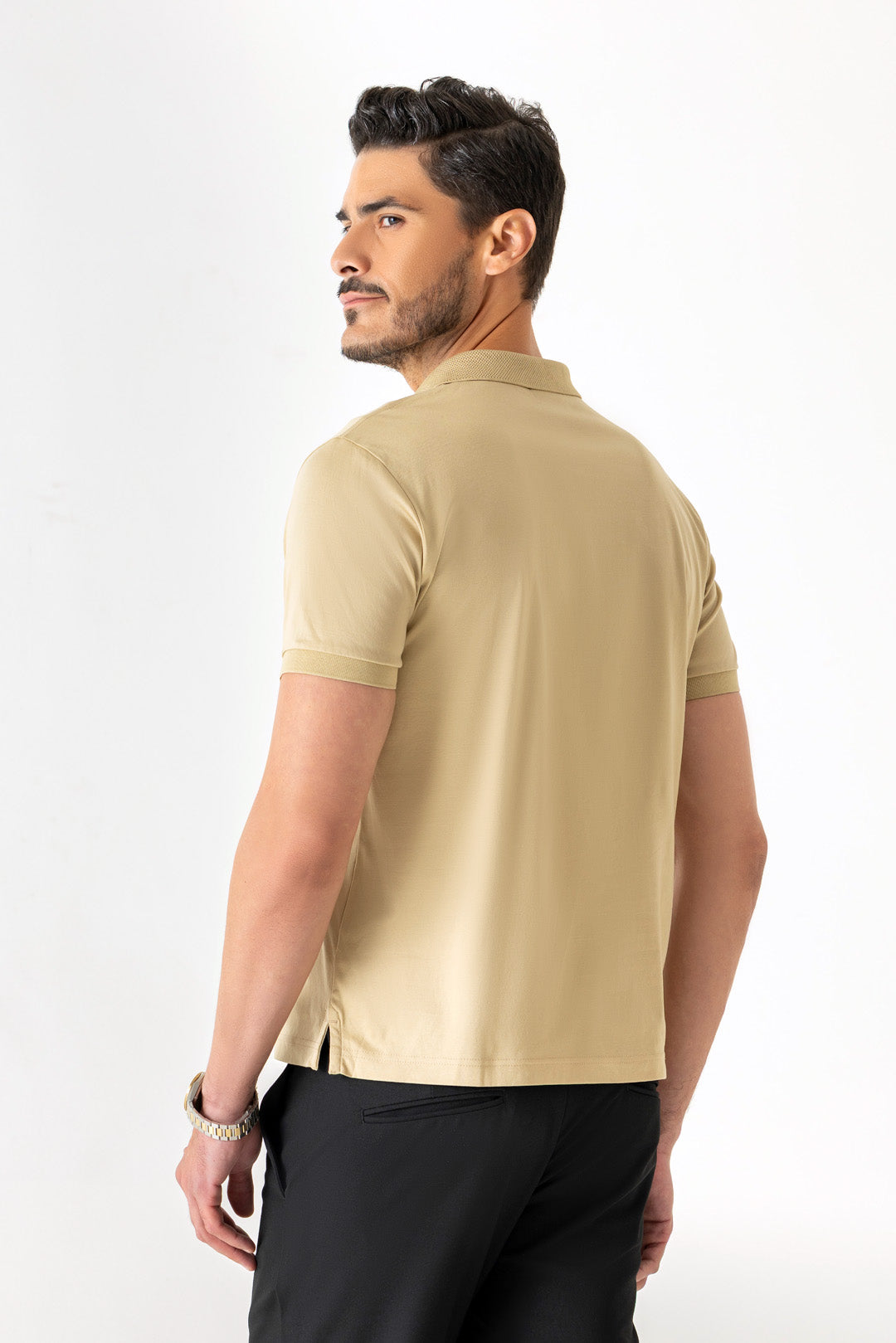 Mercerised Cotton Candid Ginger Tonal Flock Print Polo