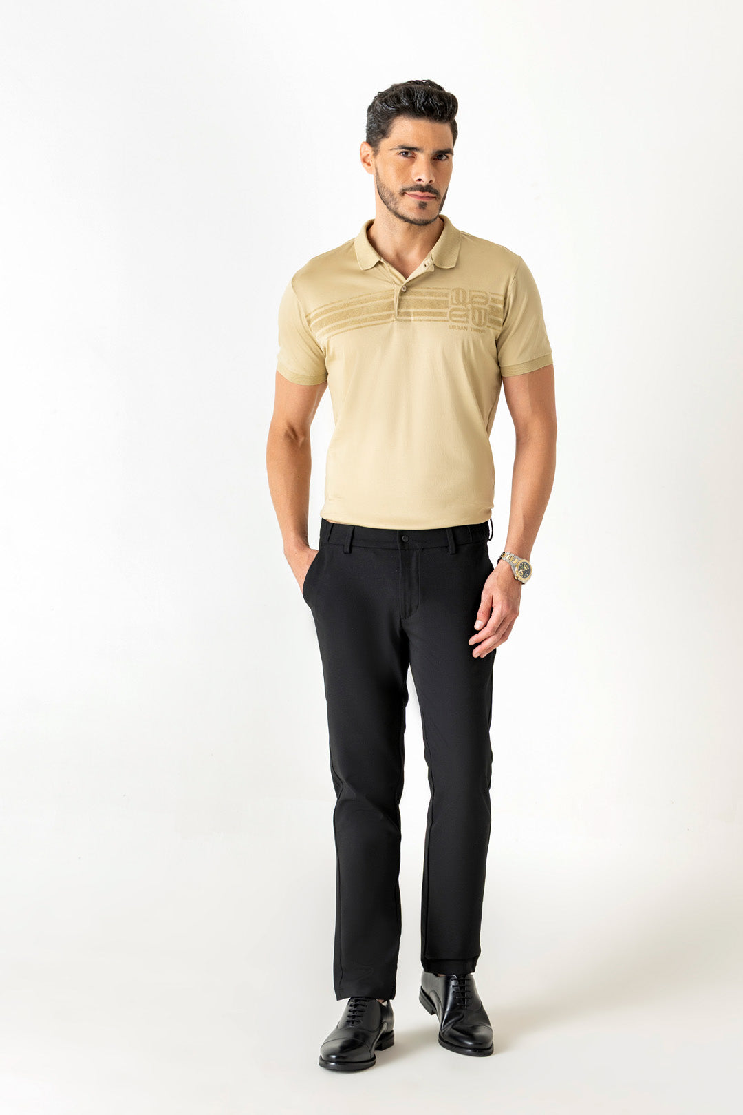 Poly Viscose Black Slim Straight Travel Milan Comfort Trouser