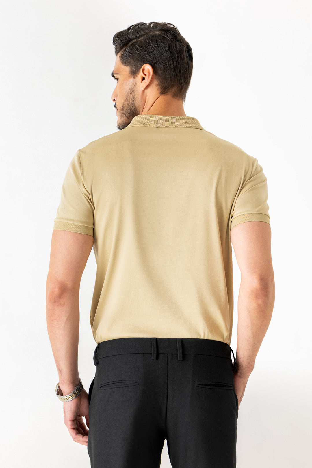Mercerised Cotton Candid Ginger Tonal Flock Print Polo