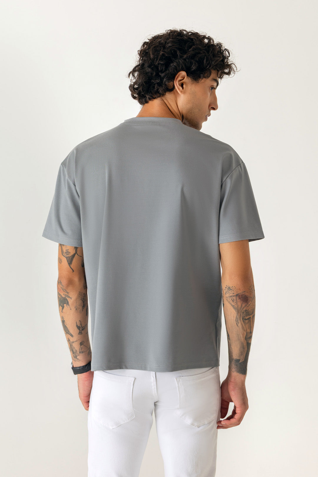 Viscose Blend Grey Oversized Legend Print T-Shirt