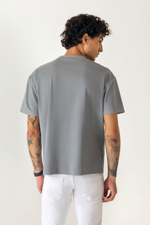 Viscose Blend Grey Oversized Legend Print T-Shirt
